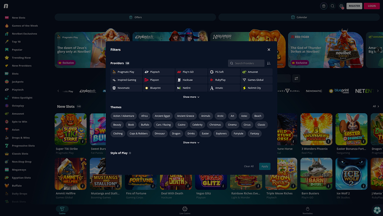 Novibet Casino Desktop-Spieleentwickler
