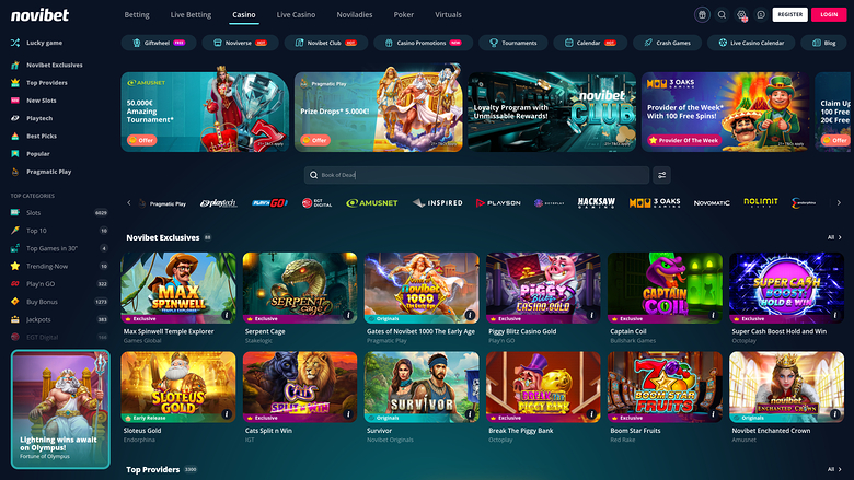 Novibet Casino Desktop-Startseite
