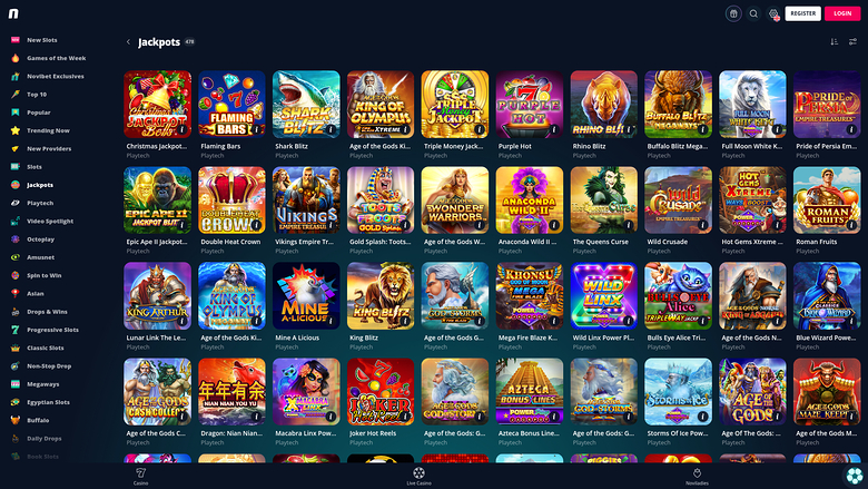 Novibet Casino Desktop Jackpot