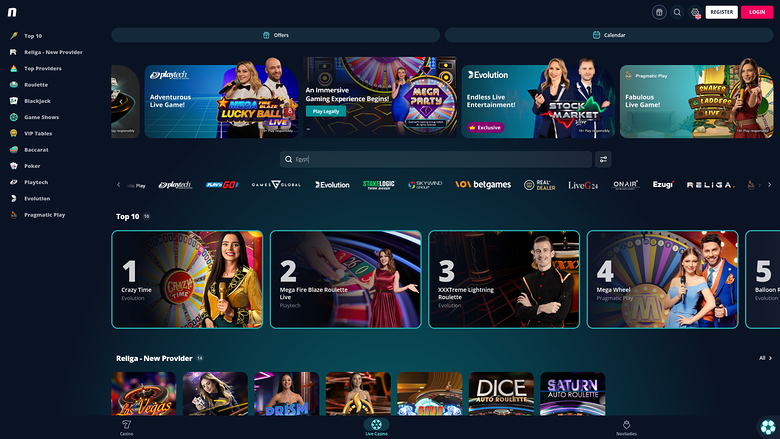 Novibet Casino Desktop Live-Dealer