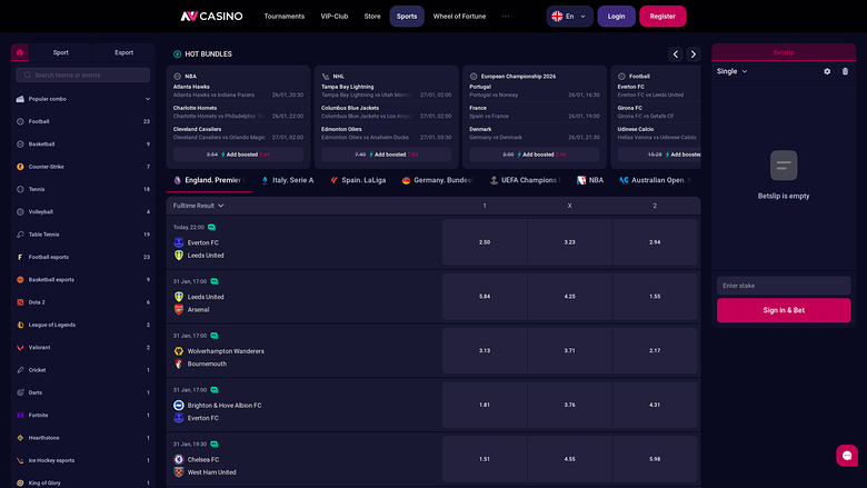 Sports de bureau du casino NV