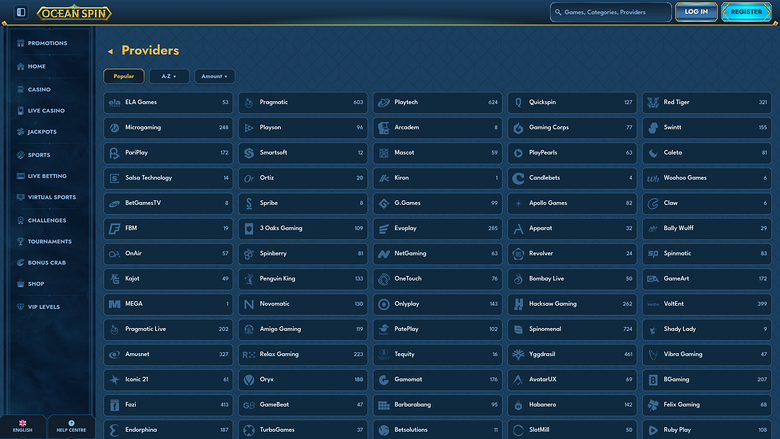 Développeurs du jeu de casino Oceanspin pour ordinateur