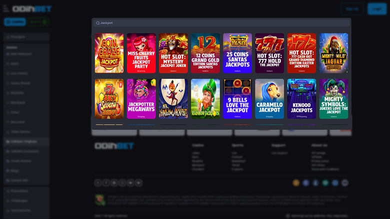 Jackpot desktop del casinò Odinbet