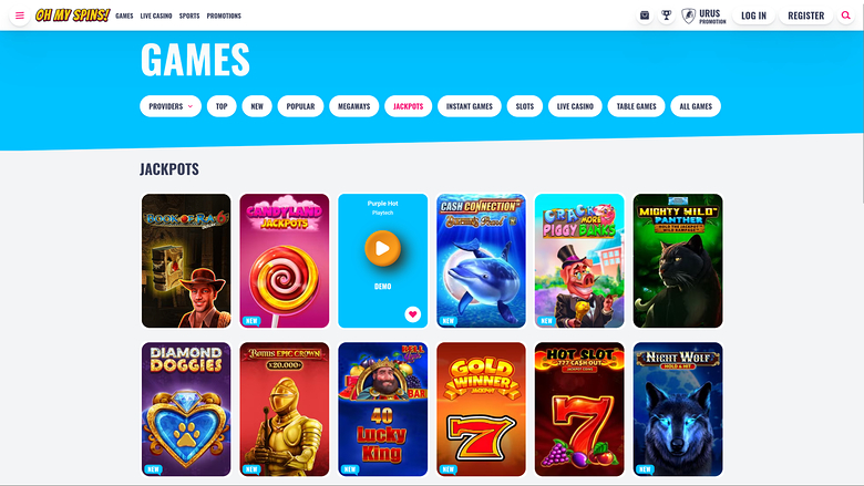 Jackpot de bureau du casino Oh My Spins