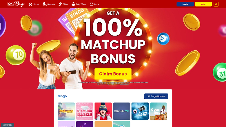 Ok Bingo Casino главная страница для настольных компьютеров