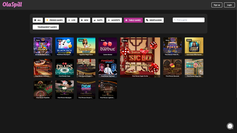 Jeux de table de casino Olaspill sur ordinateur