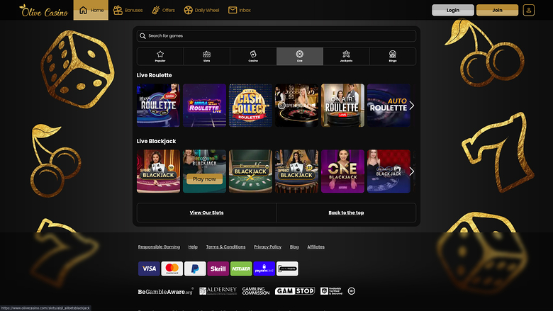 Olive Casino avec croupier en direct sur ordinateur