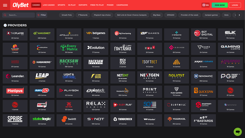 Olybet Casino Desktop-Spieleentwickler