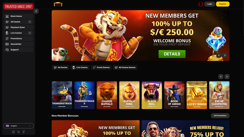 Omni Casino Desktop Homepage