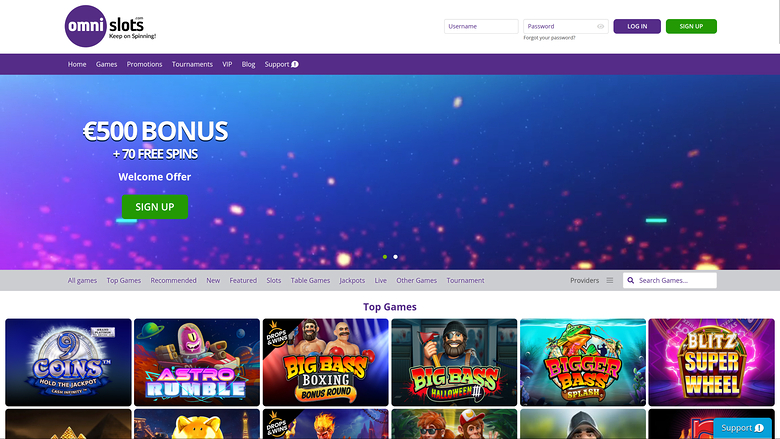 Omni Slots Casino Desktop Homepage