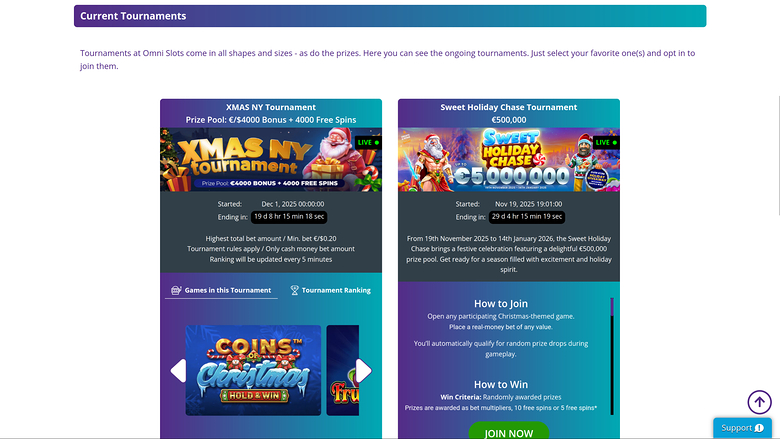 Omni Slots Casino Desktop Tournaments