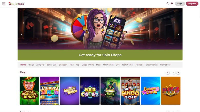 Page d'accueil du Online Bingo pour ordinateur