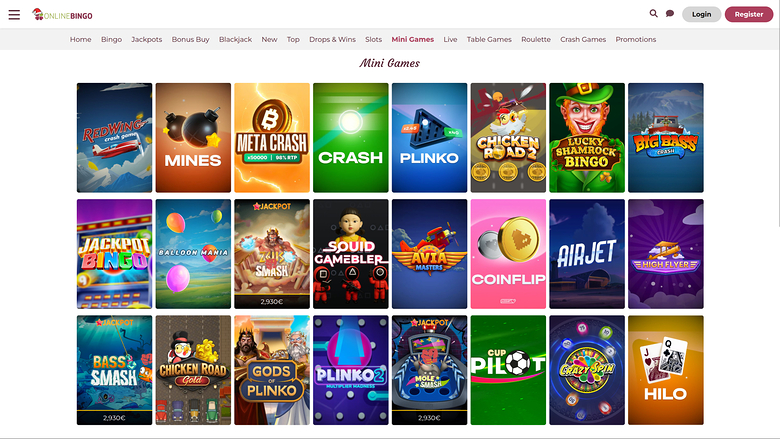 Mini-jeux de Online Bingo pour ordinateur