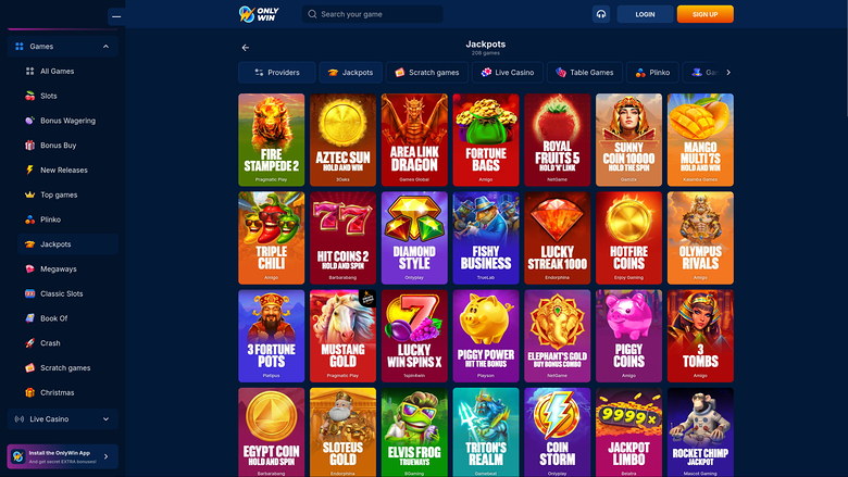 Jackpot Desktop del Casinò Only Win