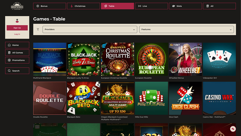 Jeux de table de casino OrientXpress sur ordinateur
