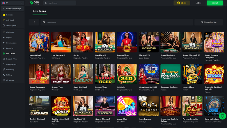 Osh Casino Desktop Live Dealer