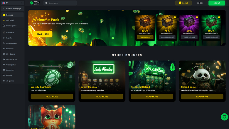 Promozioni desktop di Osh Casino