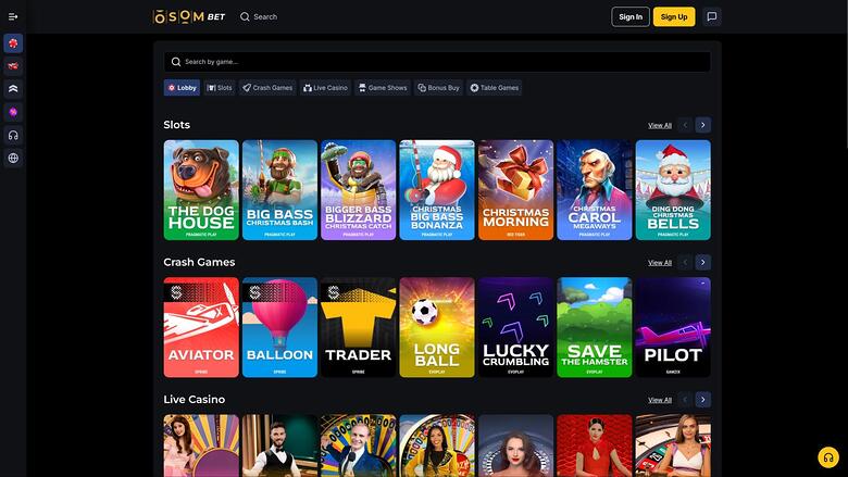 page des jeux du casino Osombet