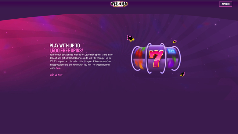 Promociones de escritorio de Overload Casino