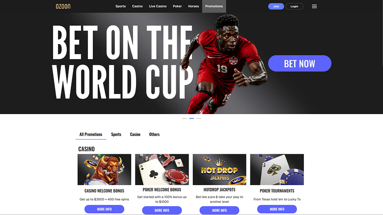 Promotions Ozoon Casino sur ordinateur