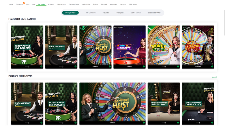 Casino Paddy Power con crupier en vivo de escritorio