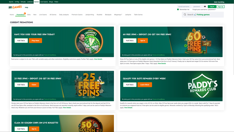 Promociones de escritorio del Casino Paddy Power