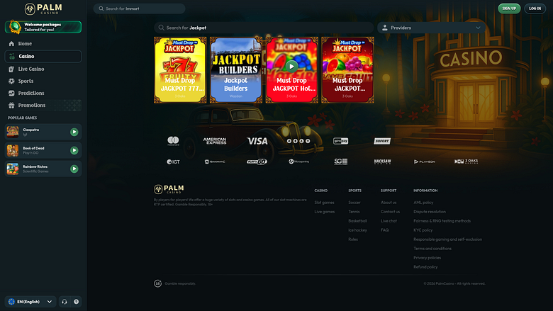Jackpot du Palm Casino Desktop