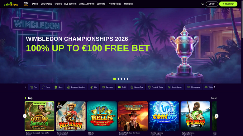 Palmslots Casino Desktop Homepage