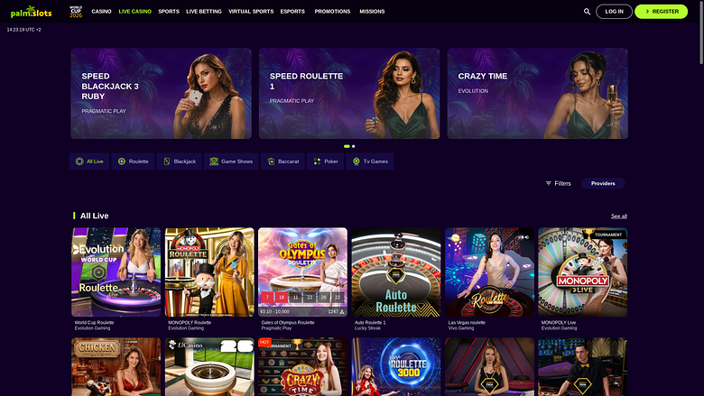 Palmslots Casino Desktop Live Dealer