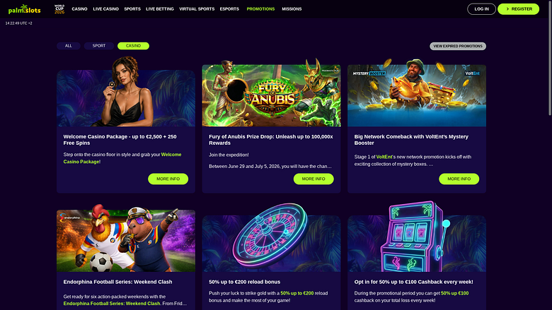 Palmslots Casino Desktop Promotions