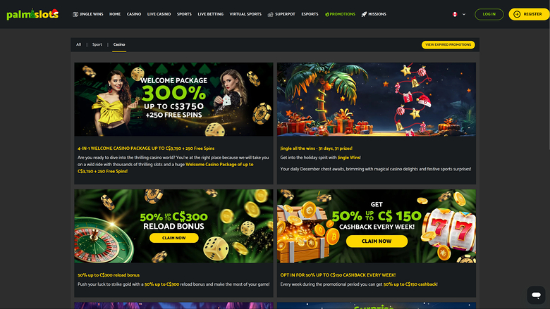 Promociones de escritorio del casino Palmslots