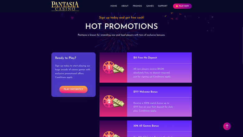 Promozioni desktop di Pantasia Casino