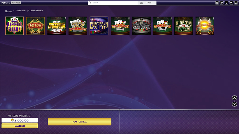 Giochi da tavolo del Pantasia Casino