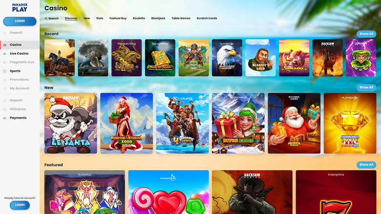 ParadisePlay Casino-Spiele