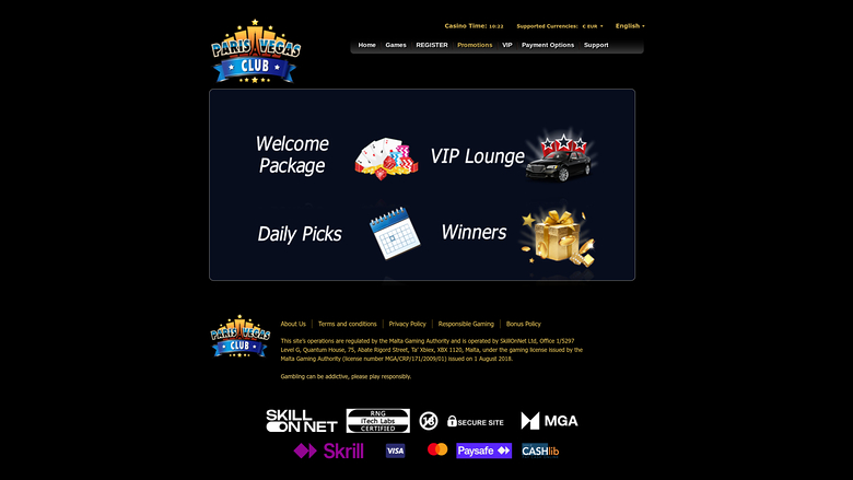 Promozioni desktop del Paris Vegas Casino