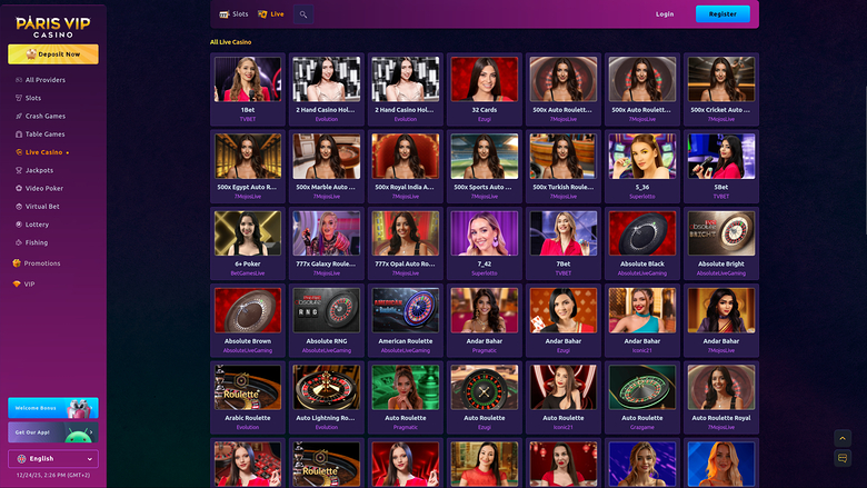 Paris VIP Casino Desktop Live Dealer