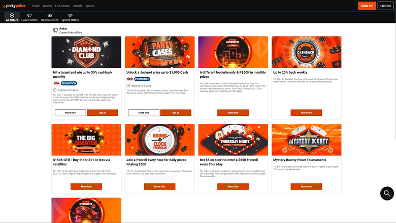 Promozioni desktop di PartyPoker