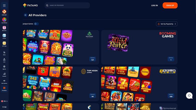 Страница разработчиков игр Patang Casino