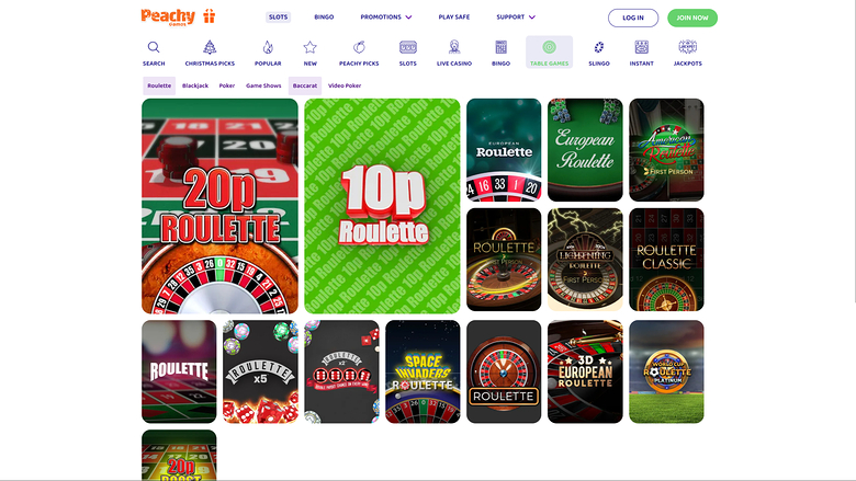 Jeux de table de casino PeachyGames pour ordinateur