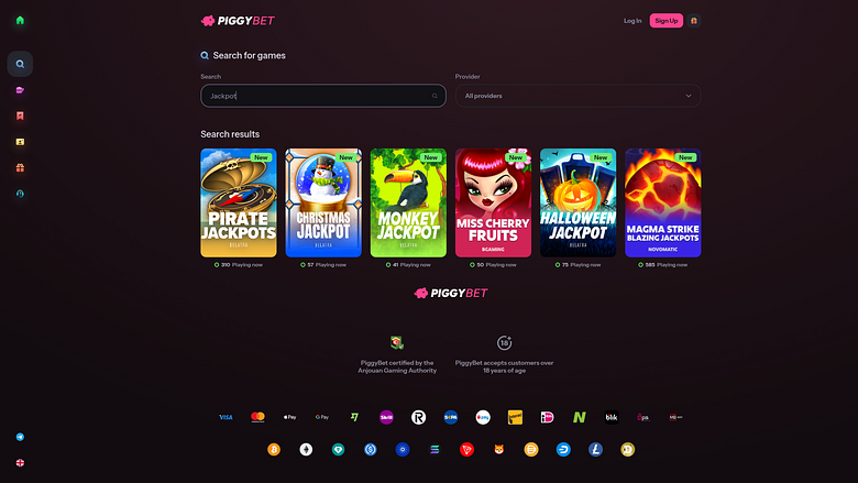 Jackpot de bureau du casino PiggyBet