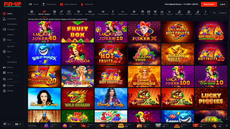 Jackpot desktop del casinò Pin Up