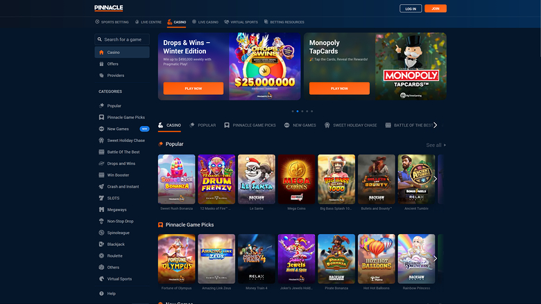 Page d'accueil de Pinnacle Desktop