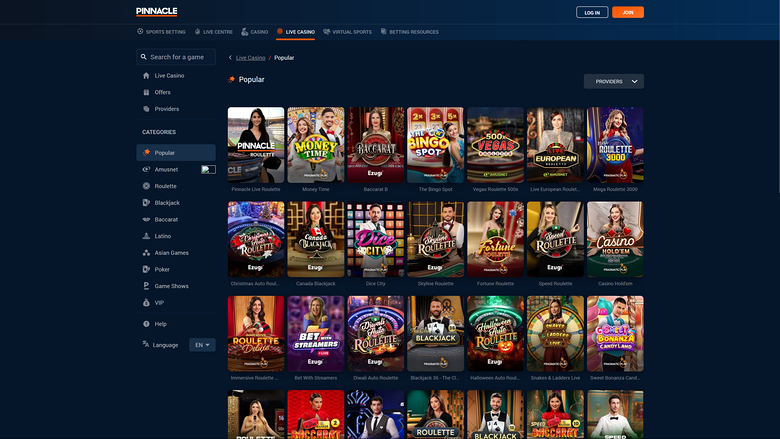 Pinnacle Bureau Croupier En Direct