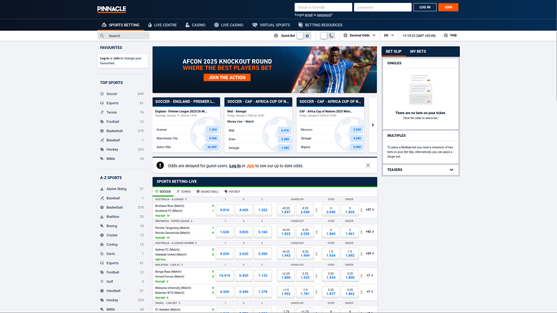 Pinnacle Sports sur Ordinateur