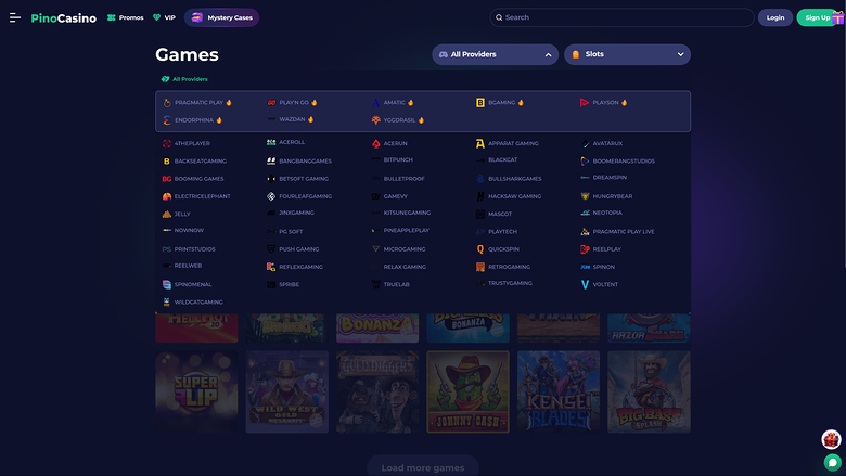 Pino Casino Desktop-Spieleentwickler