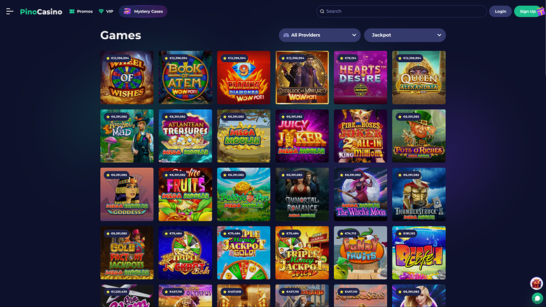 Pino Casino Desktop Jackpot