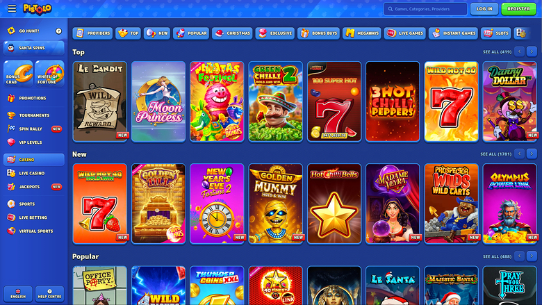 Juegos de escritorio de Pistolo Casino