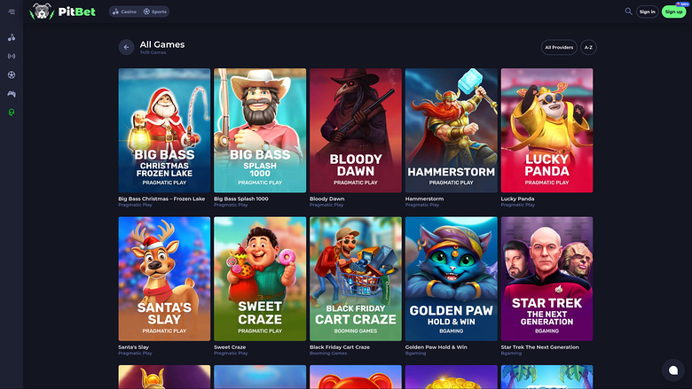 Juegos de escritorio de PitBet Casino