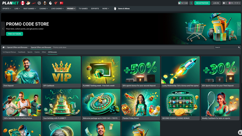 PlanBet Casino Desktop Promotions