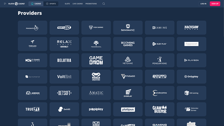 Développeurs du jeu de casino Platin pour ordinateur